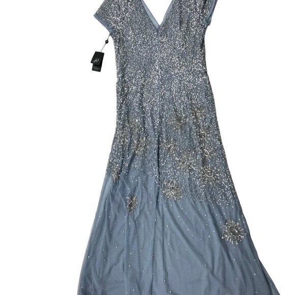 Adriana Papell Blue Sequin Gown NEW! - Picture 4 of 11